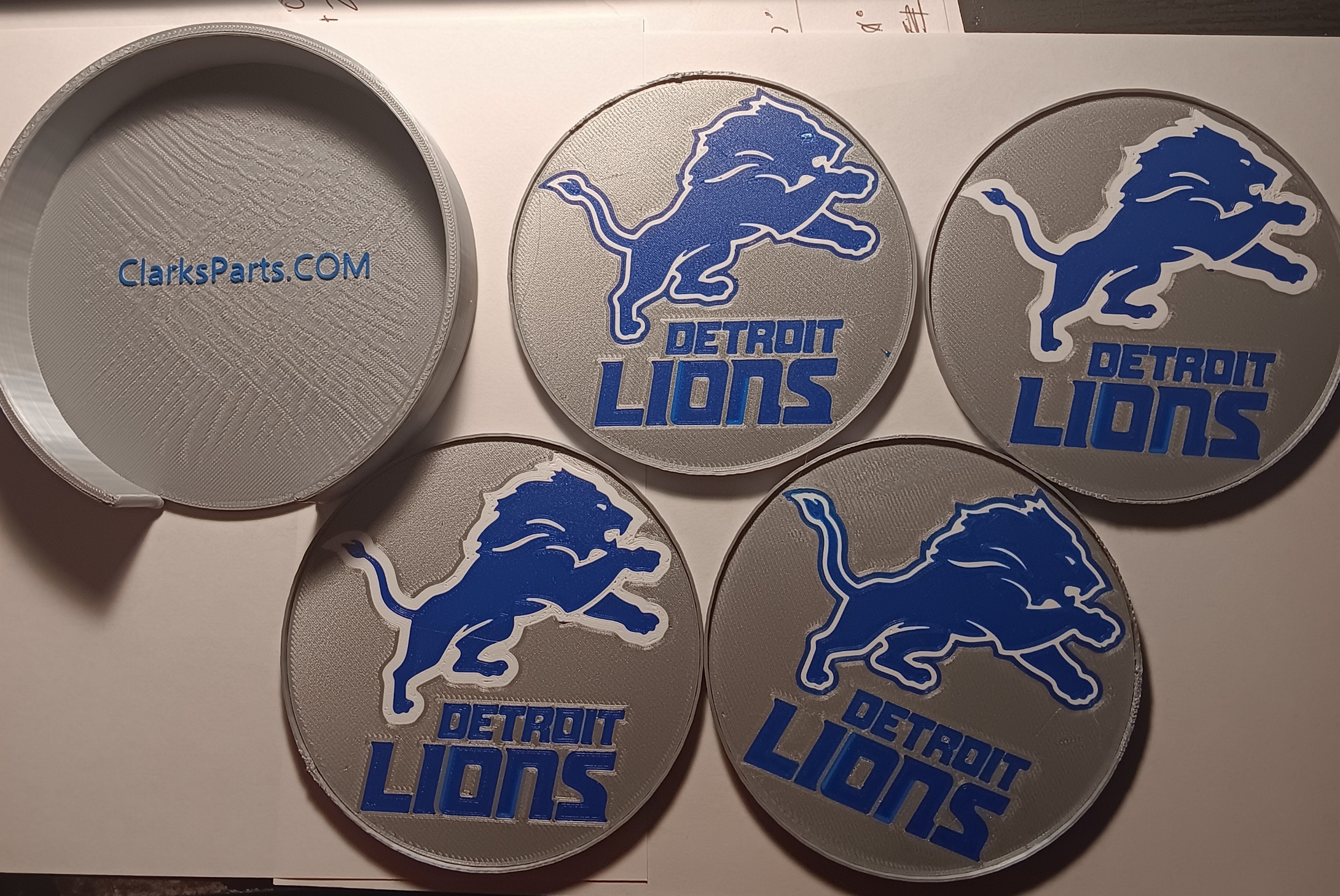 Detroit Lions Coaster Set w/Holder